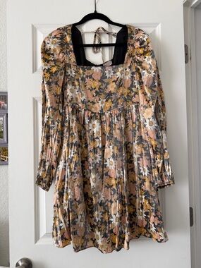 Altar'd State Floral Midi Dress in Mustard, Pink, White